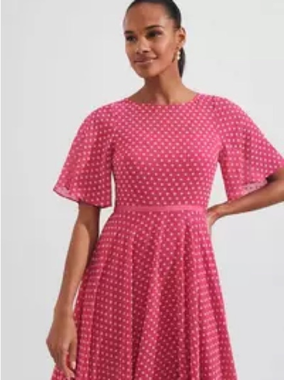 Hobbs London Eleanor Spot Pink Ivory Fit and Flare Dress US 10 NWT - Picture 2 of 5